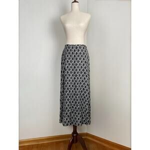 y2k 00s Long Diamond Plaid Maxi Skirt Black Geometric Whimsigoth Retro Vintage